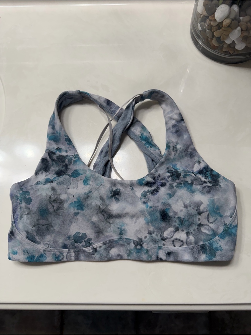 Lululemon Women’s Floral-Print Sports Bra in Teal & Gray